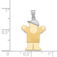 14K Two-tone the Kids Small Boy Charm with Hat on Right Engravable Love view 2