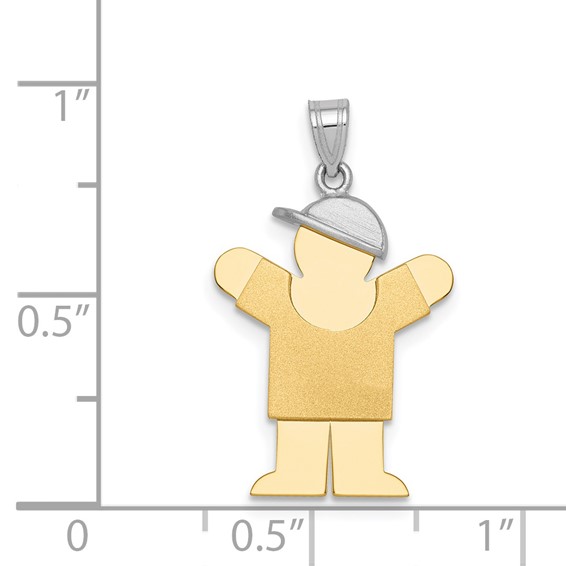 14k Two-tone The Kids Small Boy with Hat on Right Engravable Love Charm
