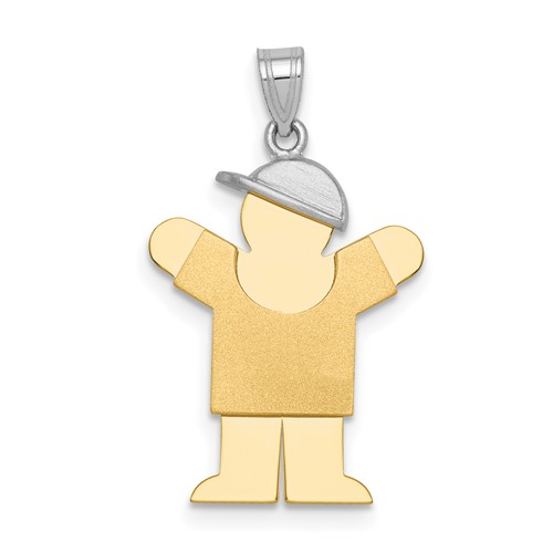 14K Two-tone the Kids Small Boy Charm with Hat on Right Engravable Love