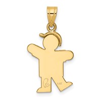 14K Two-tone the Kids Small Boy Charm with Hat on Left Engravable Kiss view 4