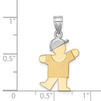 14K Two-tone the Kids Small Boy Charm with Hat on Left Engravable Kiss view 3