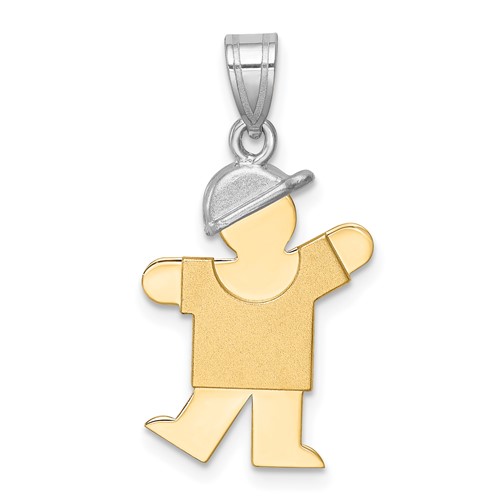 14K Two-tone the Kids Small Boy Charm with Hat on Left Engravable Kiss