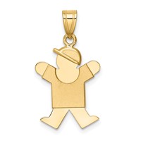 14K the Kids Solid Engravable Small Boy with Hat on Right Joy Charm view 1