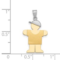14K Two-tone the Kids Small Boy Charm with Hat on Right Engravable Hugs view 2