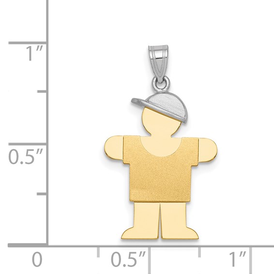 14k Two-tone The Kids Small Boy with Hat on Right Engravable Hugs Charm