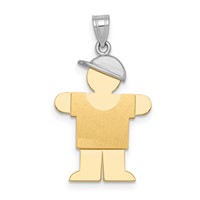 14K Two-tone the Kids Small Boy Charm with Hat on Right Engravable Hugs view 1
