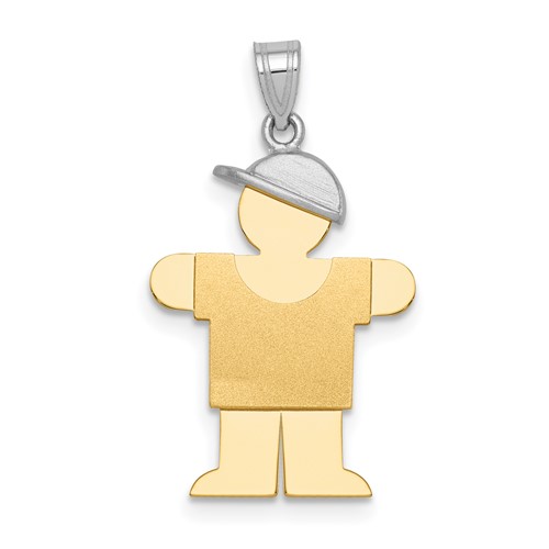 14K Two-tone the Kids Small Boy Charm with Hat on Right Engravable Hugs