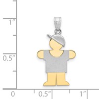 14K Two-tone the Kids Small Boy Charm with Hat on Right Engravable Hugs view 2