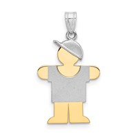 14K Two-tone the Kids Small Boy Charm with Hat on Right Engravable Hugs view 1