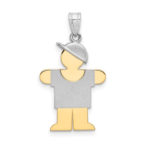 14K Two-tone the Kids Small Boy Charm with Hat on Right Engravable Hugs