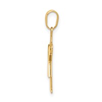 14K Yellow Gold the Kids Solid Satin Small Girl Engravable Love Charm view 2