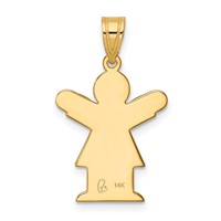 14K Yellow Gold the Kids Solid Satin Small Girl Engravable Love Charm view 4