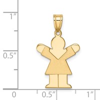 14K Yellow Gold the Kids Solid Satin Small Girl Engravable Love Charm view 3
