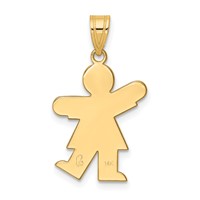 14K Yellow Gold the Kids Solid Satin Small Girl Engravable Kiss Charm view 4