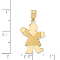 14K Yellow Gold the Kids Solid Satin Small Girl Engravable Kiss Charm view 3