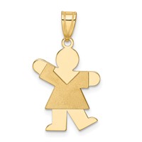 14K Yellow Gold the Kids Solid Satin Small Girl Engravable Kiss Charm view 1