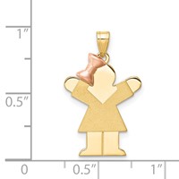 14K Two-tone the Kids Small Girl Charm with Bow on Left Engravable Love view 3