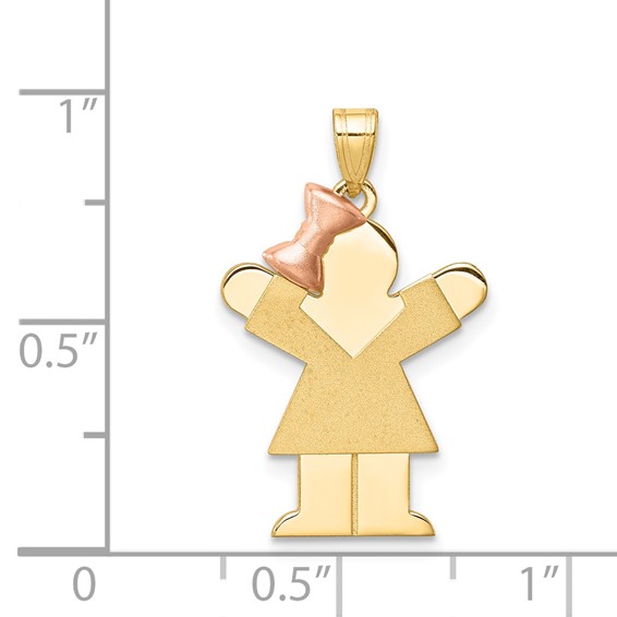 14k Two-tone The Kids Small Girl with Bow on Left Engravable Love Charm