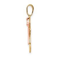 14K Two-tone the Kids Small Girl Charm with Bow on Right Engravable Kiss view 2