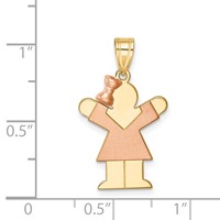 14K Two-tone the Kids Small Girl Charm with Bow on Left Engravable Love view 3