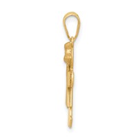 14K Two-tone the Kids Small Girl Charm with Bow on Right Engravable Kiss view 2