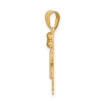 14K Two-tone the Kids Small Girl Charm with Bow on Left Engravable Hugs view 2