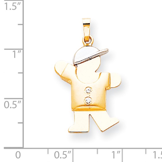 14k Two-tone AAA Diamond kid pendant