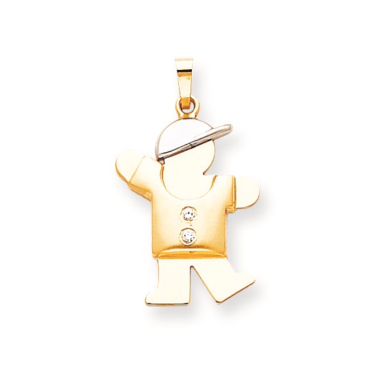 14k Two-tone AAA Diamond kid pendant