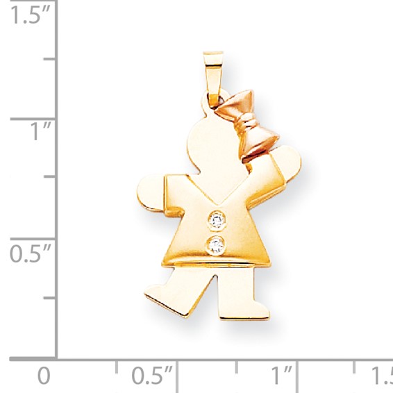 14k Two-tone AA Diamond kid pendant