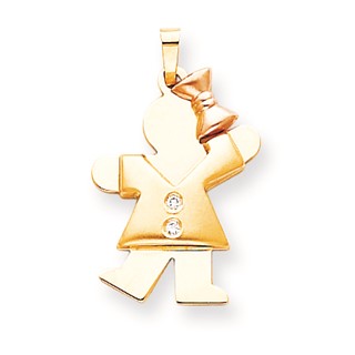 14k Two-tone VS Diamond kid pendant