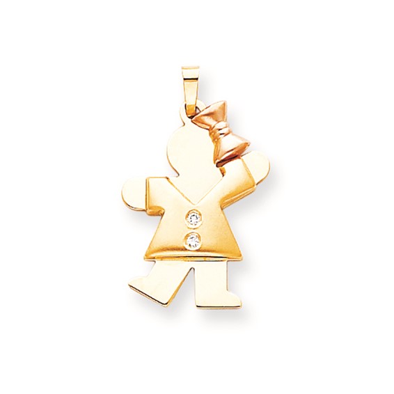 14k Two-tone VS Diamond kid pendant