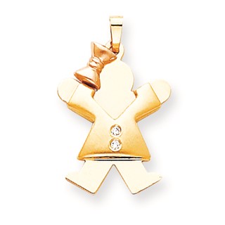 14k Two-tone AA Diamond kid pendant