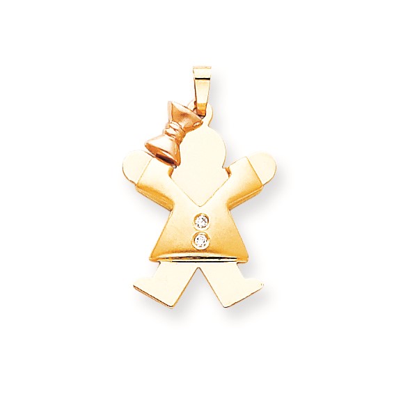 14k Two-tone VS Diamond kid pendant