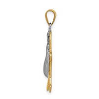 14K Two-tone the Kids Medium Puffed Boy with Hat on Left Engravable Kiss Charm view 2
