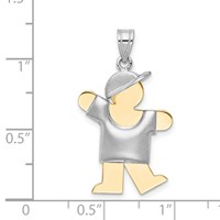 14K Two-tone the Kids Medium Puffed Boy with Hat on Left Engravable Kiss Charm view 4