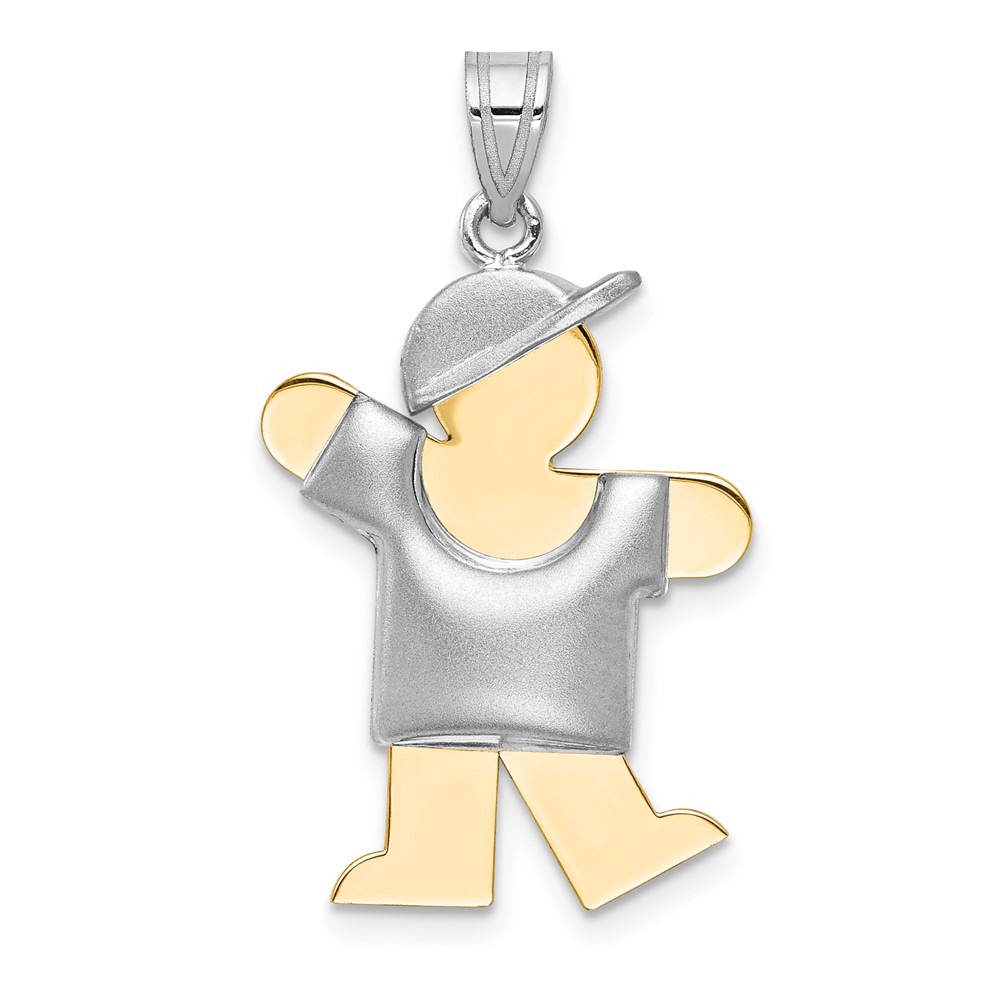 14k Two-Tone Puffed Boy w/Hat on Left Engravable Charm