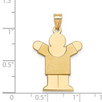 14K Yellow Gold the Kids Solid Satin Medium Boy Engravable Love Charm view 3