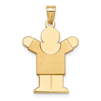 14K Yellow Gold the Kids Solid Satin Medium Boy Engravable Love Charm view 1