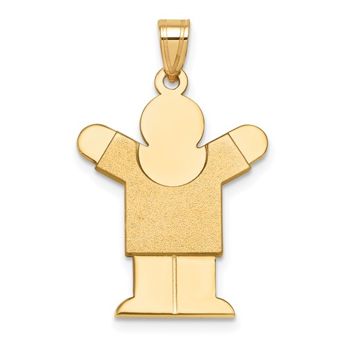 14K Yellow Gold the Kids Solid Satin Medium Boy Engravable Love Charm