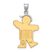 14K Two-tone the Kids Medium Boy Charm with Hat on Left Engravable Kiss view 4