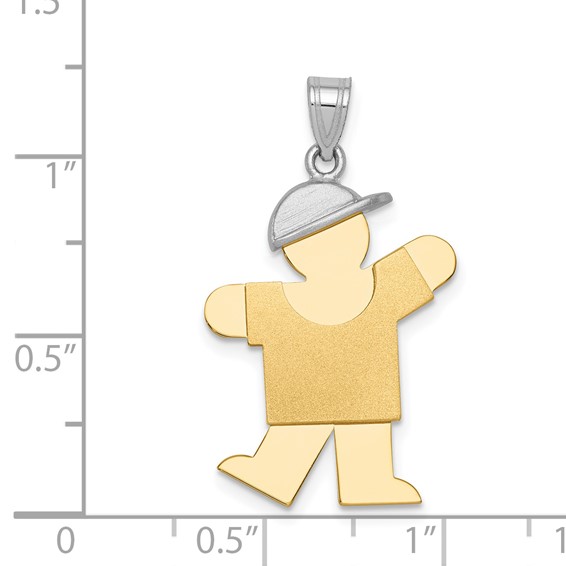 14k Two-tone The Kids Medium Boy with Hat on Left Engravable Kiss Charm