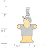 14K Two-tone the Kids Medium Boy Charm with Hat on Right Engravable Hugs view 2