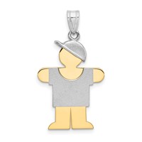 14K Two-tone the Kids Medium Boy Charm with Hat on Right Engravable Hugs view 1