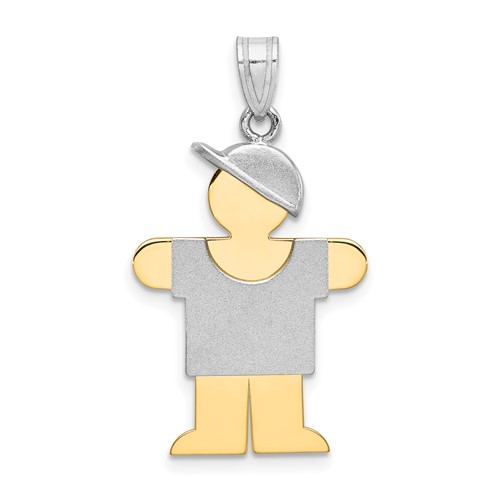 14K Two-tone the Kids Medium Boy Charm with Hat on Right Engravable Hugs