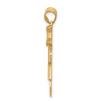 14K Two-tone the Kids Medium Girl Charm with Bow on Right Engravable Kiss view 2