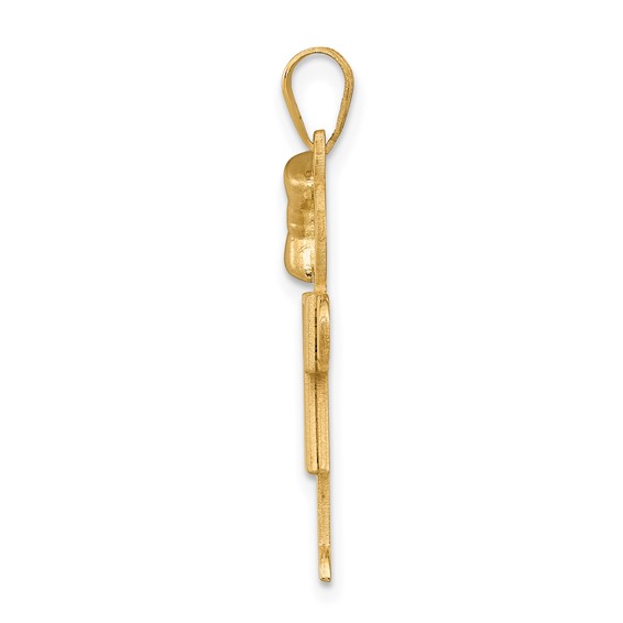 14k The Kids Solid Engravable Medium Girl with Bow on Left Hugs Charm