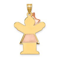 14K Two-tone the Kids Medium Girl Charm with Bow on Left Engravable Love view 4