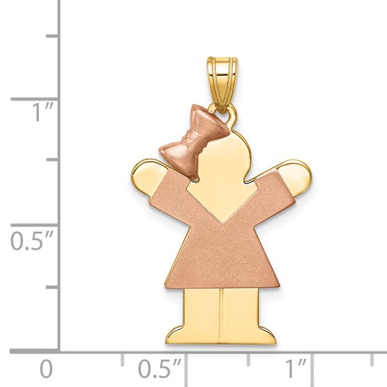 14k Two-tone The Kids Medium Girl with Bow on Left Engravable Love Charm