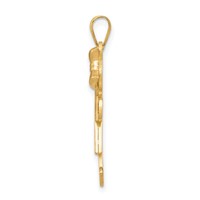 14K Two-tone the Kids Medium Girl Charm with Bow on Right Engravable Kiss view 2