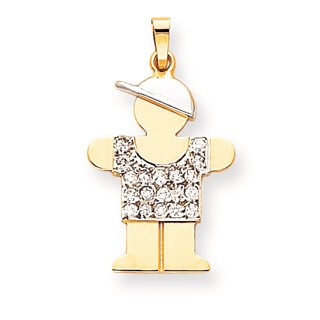 14k Two-tone AAA Diamond kid pendant
